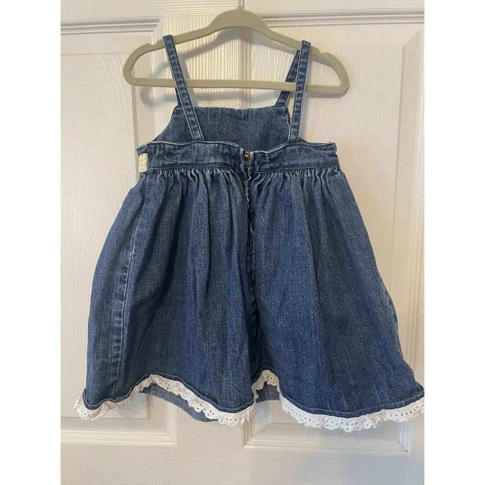 Vintage Gymboree Strawberry Patch Denim Jumper Dress 2T 2004 Embroidered